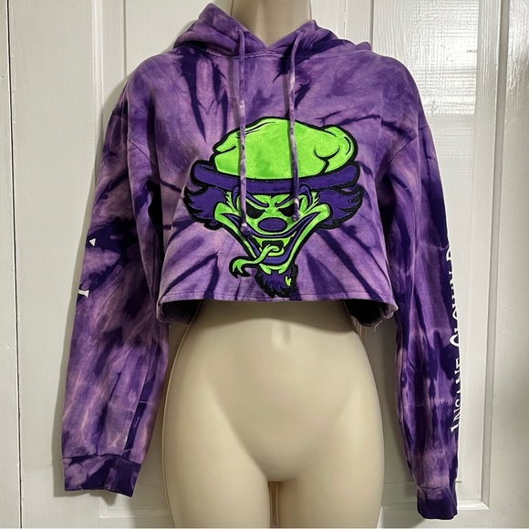 Tops - ICP Insane Clown Posse Riddle Box Cropped Hoodie Purple Tie Dye I2